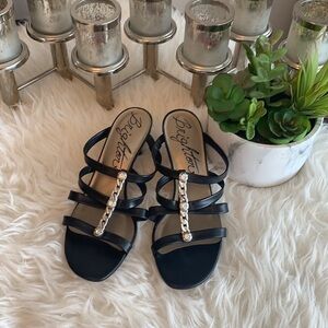 BRIGHTON Black Strrapy high heel shoes size 8.5